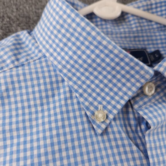Vineyard Vines Check Whale Button-Down Large Cotton Blue Casual Long Sleeve Men - Picture 10 of 16
